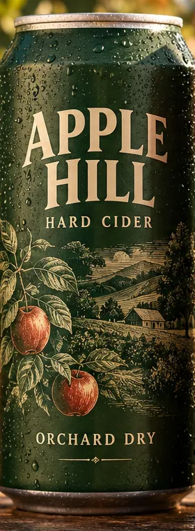 Orchard Dry can with a forest green label